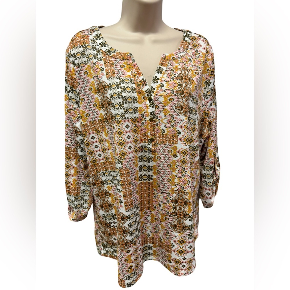 1320 / Kate Park Women’s 3/4 Sleeve Print Top Size XL